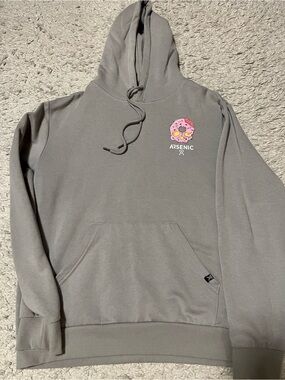 Gray Pullover Hoodie with Pink Donut Graphic